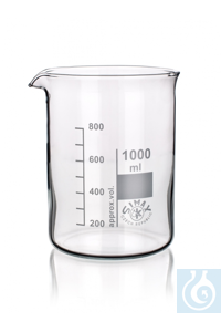 Beaker low form, 250 ml, dim. Ø 70 x H 95 mm, with spout and scale, Simax® borosilicate glass,...